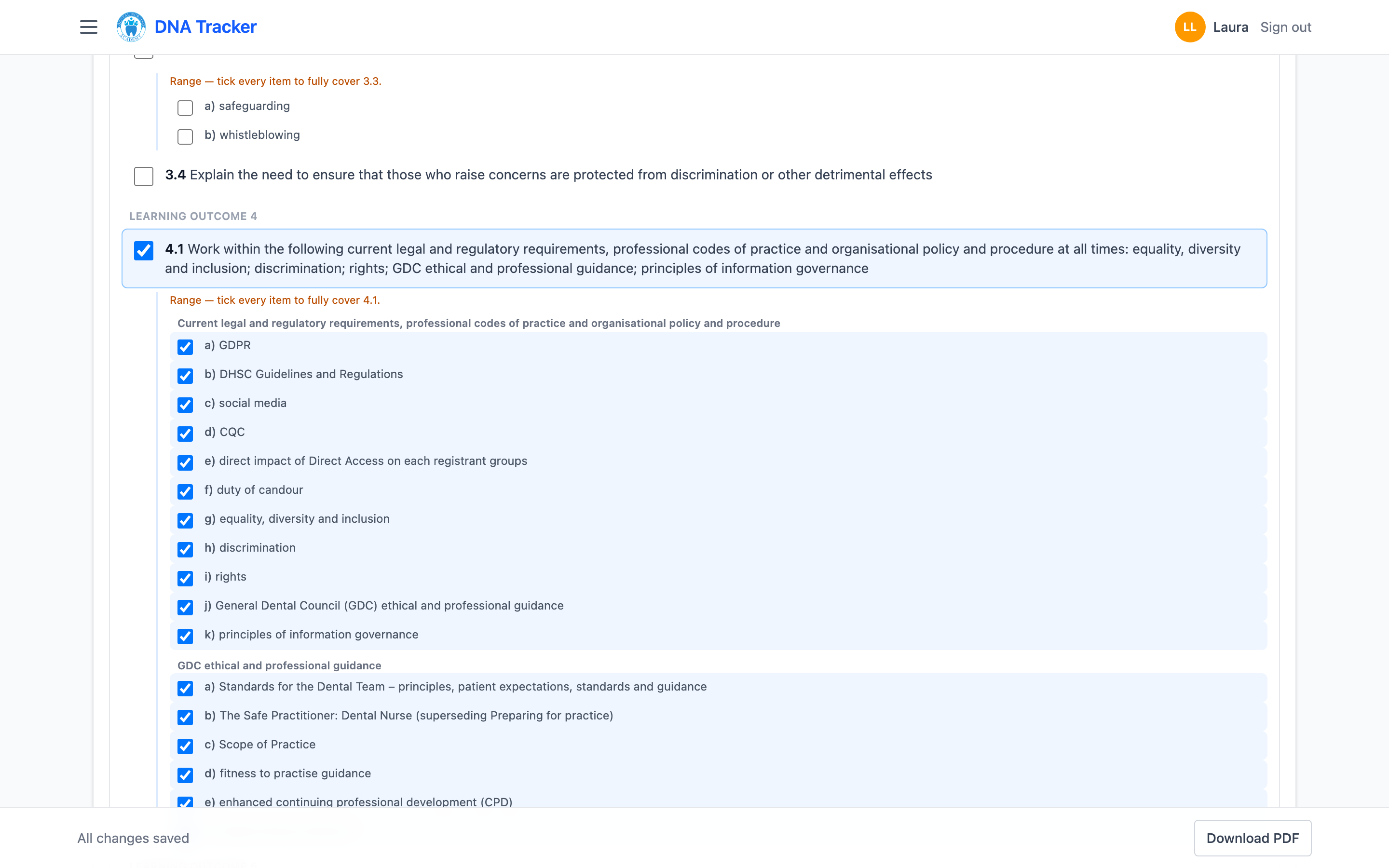 An observation record in DNA Portal with criteria and range ticked